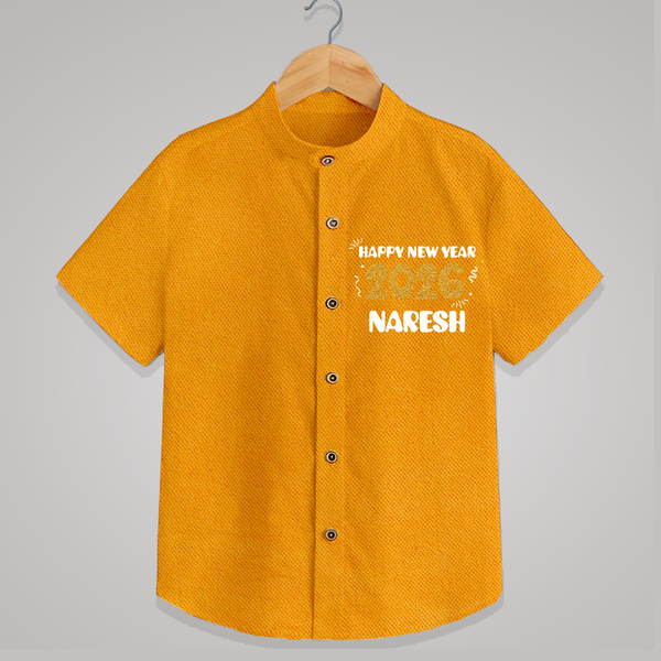 Happy New Year 2026 | Customized Shirt for Kids - CHROME YELLOW - 0 - 6 Months Old (Chest 23")