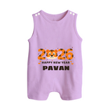 Happy New Year 2026 – Cute Tiger | Personalised Romper Suit   - LILAC - 0 - 5 Months Old (Chest 18")
