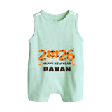 Happy New Year 2026 – Cute Tiger | Personalised Romper Suit   - MINT GREEN - 0 - 5 Months Old (Chest 18")
