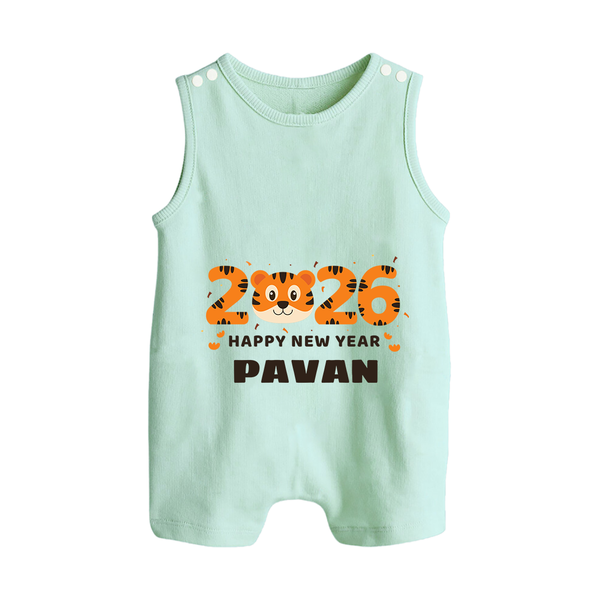Happy New Year 2026 – Cute Tiger | Personalised Romper Suit   - MINT GREEN - 0 - 5 Months Old (Chest 18")