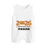 Happy New Year 2026 – Cute Tiger | Personalised Romper Suit   - WHITE - 0 - 5 Months Old (Chest 18")