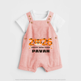Happy New Year 2026 – Cute Tiger | Personalised Dungaree for Kids - PEACH - 0 - 5 Months Old (Chest 18")
