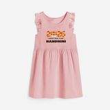 Happy New Year 2026 – Cute Tiger | Personalised Frock for Girls - BABY PINK - 1 - 2 Years Old (Chest 22" , Full Length 22")
