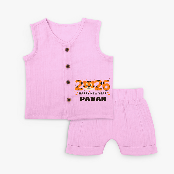 Happy New Year 2026 – Cute Tiger | Personalised Jabla for Kids - BABY PINK - 0 - 3 Months Old (Chest 9.8")