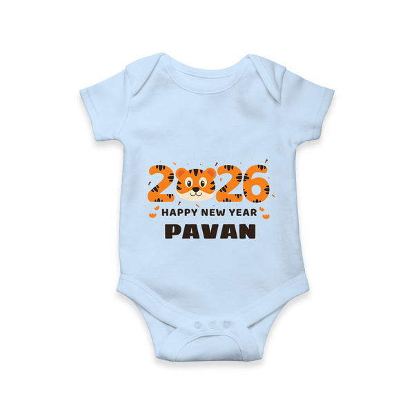 Happy New Year 2026 – Cute Tiger | Personalised Romper for Kids - BABY BLUE - New Born (Chest 14")