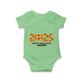 "Happy New Year 2025 - Sweet Memories With Our Customized Romper for Babies With Name" - GREEN - 0 - 3 Months Old (Chest 16")