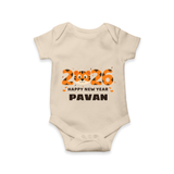 Happy New Year 2026 – Cute Tiger | Personalised Romper for Kids - IVORY - New Born (Chest 14")
