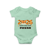 Happy New Year 2026 – Cute Tiger | Personalised Romper for Kids - MINT GREEN - New Born (Chest 14")