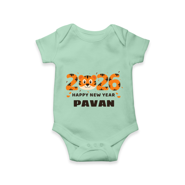 Happy New Year 2026 – Cute Tiger | Personalised Romper for Kids - MINT GREEN - New Born (Chest 14")