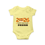 Happy New Year 2026 – Cute Tiger | Personalised Romper for Kids - PASTEL YELLOW - New Born (Chest 14")