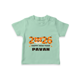 Happy New Year 2026 – Cute Tiger | Personalised T-Shirt for Kids - MINT GREEN - 0-5 Months Old (Chest 17")