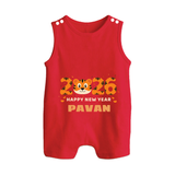 Happy New Year 2026 – Cute Tiger | Personalised Romper Suit   - RED - 0 - 5 Months Old (Chest 18")