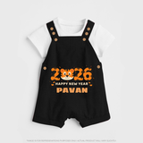 Happy New Year 2026 – Cute Tiger | Personalised Dungaree for Kids - BLACK - 0 - 5 Months Old (Chest 18")
