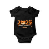 "Happy New Year 2025 - Sweet Memories With Our Customized Romper for Babies With Name" - BLACK - 0 - 3 Months Old (Chest 16")