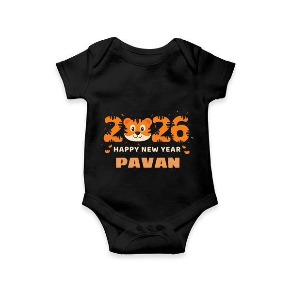 Happy New Year 2026 – Cute Tiger | Personalised Romper for Kids - BLACK - New Born (Chest 14")