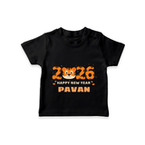 Happy New Year 2026 – Cute Tiger | Personalised T-Shirt for Kids - BLACK - 0-5 Months Old (Chest 17")