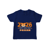 Happy New Year 2026 – Cute Tiger | Personalised T-Shirt for Kids - NAVY BLUE - 0-5 Months Old (Chest 17")