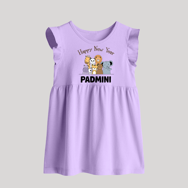 Happy New Year – Jungle Animals| Customized Baby Frock   - LILAC - 0 - 3 Months Old (Chest 17")