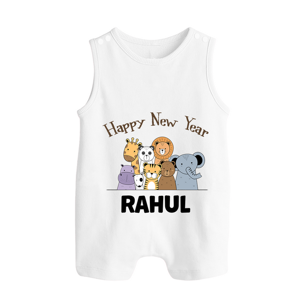 Happy New Year – Jungle Animals| Customized Romper Suit   - WHITE - 0 - 5 Months Old (Chest 18")