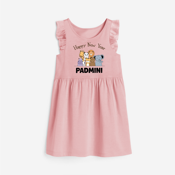 Happy New Year – Jungle Animals| Customized Frock for Girls - BABY PINK - 1 - 2 Years Old (Chest 22" , Full Length 22")