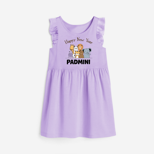 Happy New Year – Jungle Animals| Customized Frock for Girls - LILAC - 1 - 2 Years Old (Chest 22" , Full Length 22")