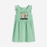 Happy New Year – Jungle Animals| Customized Frock for Girls - MINT GREEN - 1 - 2 Years Old (Chest 22" , Full Length 22")