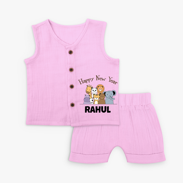 Happy New Year – Jungle Animals| Customized Jabla for Kids - BABY PINK - 0 - 3 Months Old (Chest 9.8")