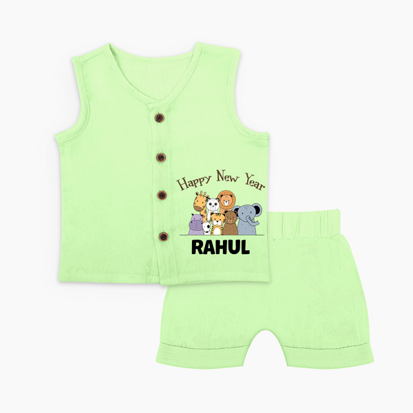 Happy New Year – Jungle Animals| Customized Jabla for Kids - PASTEL GREEN - 0 - 3 Months Old (Chest 9.8")