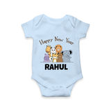 Happy New Year – Jungle Animals| Customized Romper for Kids - BABY BLUE - New Born (Chest 14")