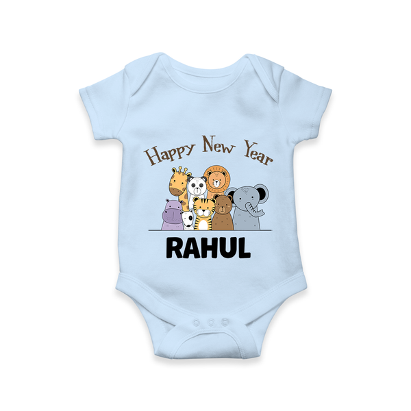 Happy New Year – Jungle Animals| Customized Romper for Kids - BABY BLUE - New Born (Chest 14")