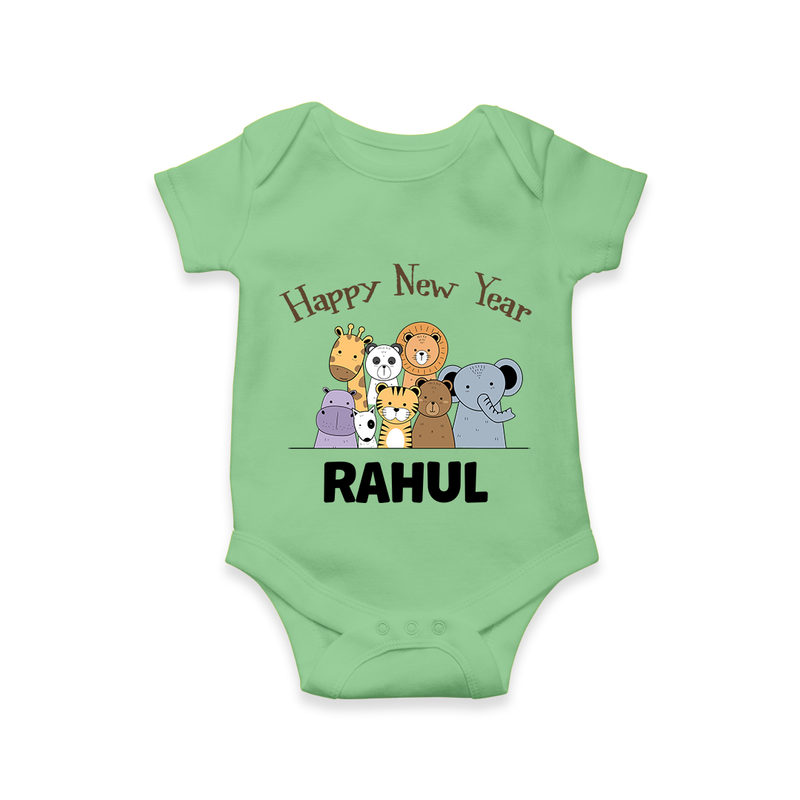 Happy New Year – Jungle Animals| Customized Romper for Kids - GREEN - New Born (Chest 14")