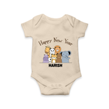 "Happy New Year 2025 - Happy Times With Our Customized Romper for Babies With Name" - IVORY - 0 - 3 Months Old (Chest 16")