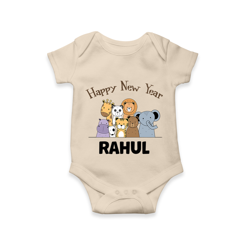 Happy New Year – Jungle Animals| Customized Romper for Kids - IVORY - New Born (Chest 14")