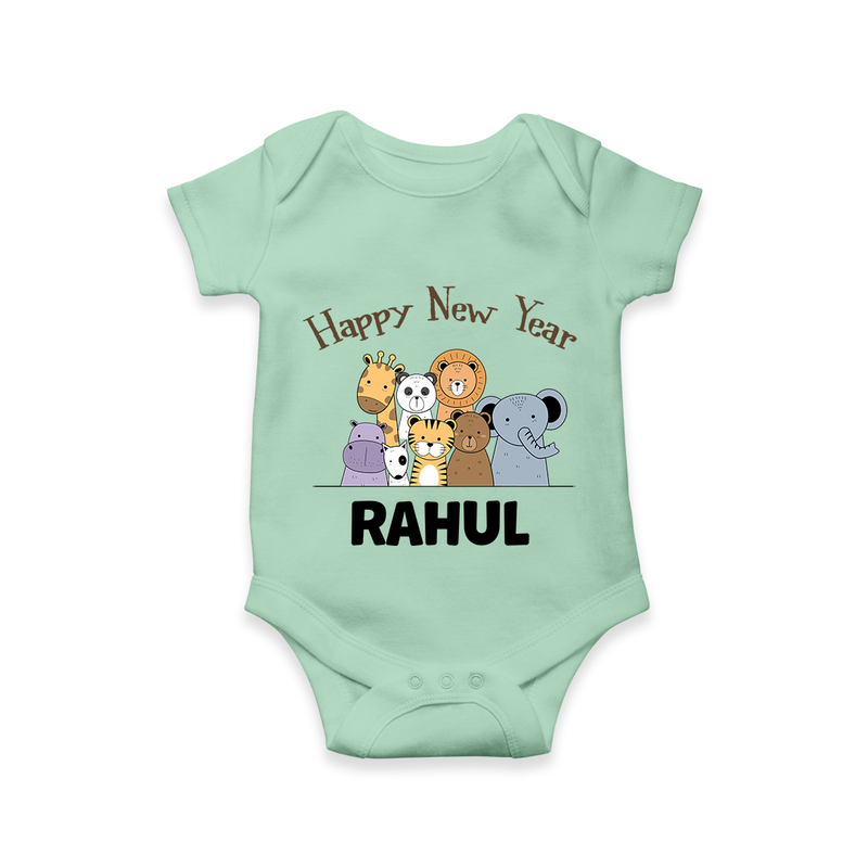 Happy New Year – Jungle Animals| Customized Romper for Kids - MINT GREEN - New Born (Chest 14")