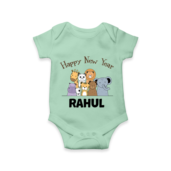 Happy New Year – Jungle Animals| Customized Romper for Kids - MINT GREEN - New Born (Chest 14")