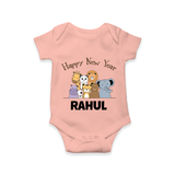 Happy New Year – Jungle Animals| Customized Romper for Kids - PEACH - New Born (Chest 14")