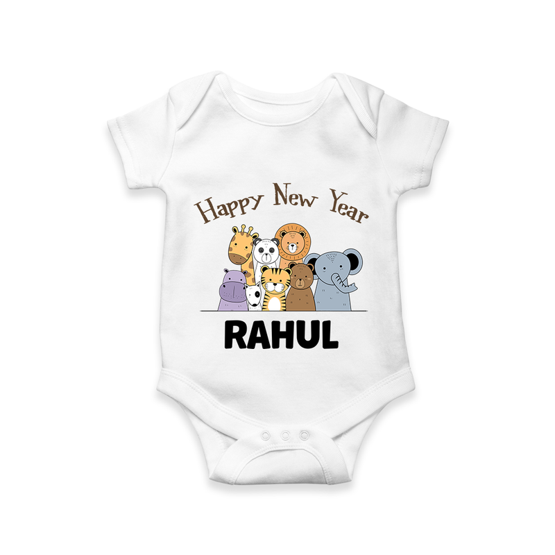 Happy New Year – Jungle Animals| Customized Romper for Kids - WHITE - New Born (Chest 14")