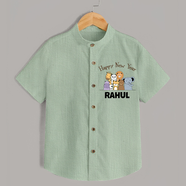 Happy New Year – Jungle Animals| Customized Shirt for Kids - MINT GREEN - 0 - 6 Months Old (Chest 23")