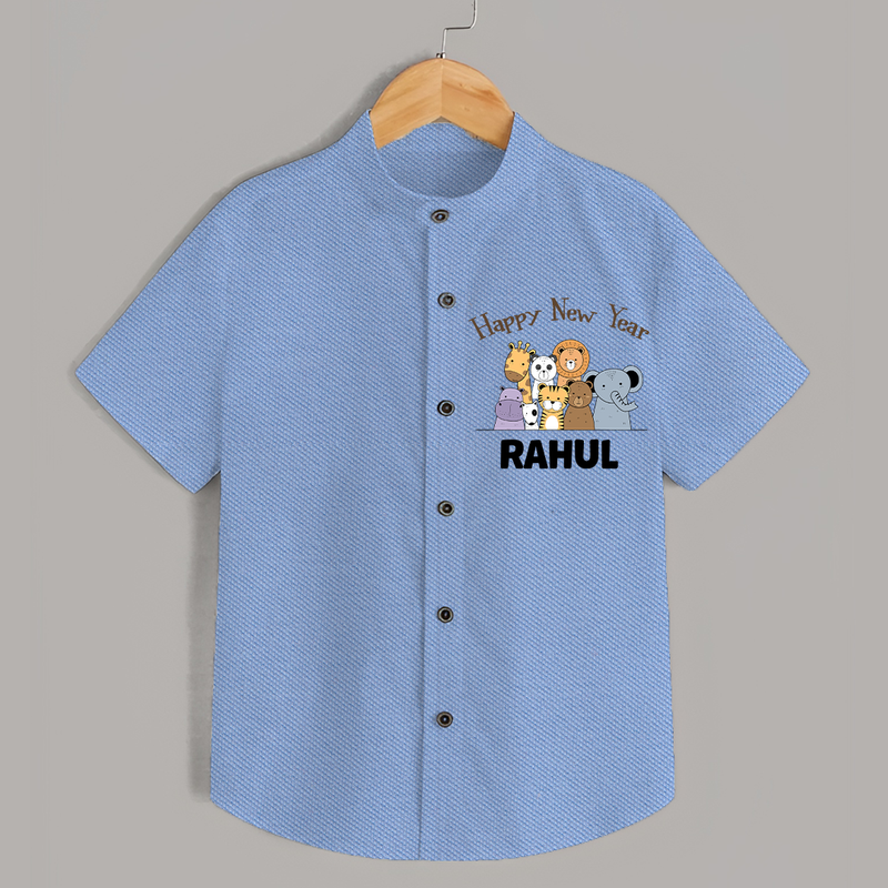 Happy New Year – Jungle Animals| Customized Shirt for Kids - SKY BLUE - 0 - 6 Months Old (Chest 23")