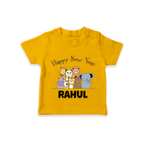 Happy New Year – Jungle Animals| Customized T-Shirt for Kids - CHROME YELLOW - 0-5 Months Old (Chest 17")