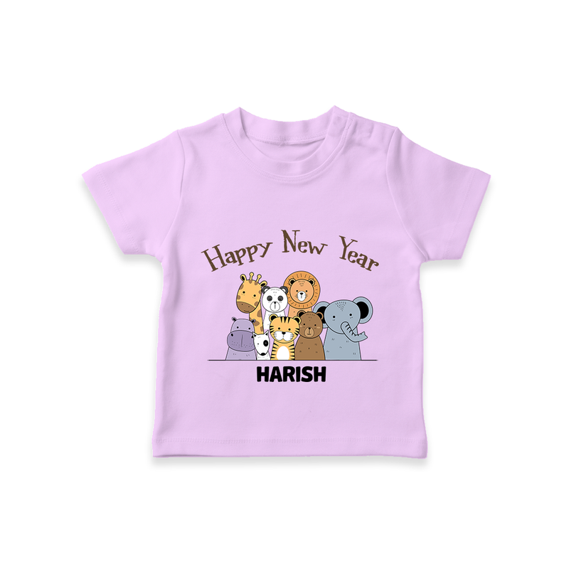 "Happy New Year 2025 - Happy Times With Our Customized T-Shirt for Kids With Name" - LILAC - 0-5 Months Old (Chest 17")