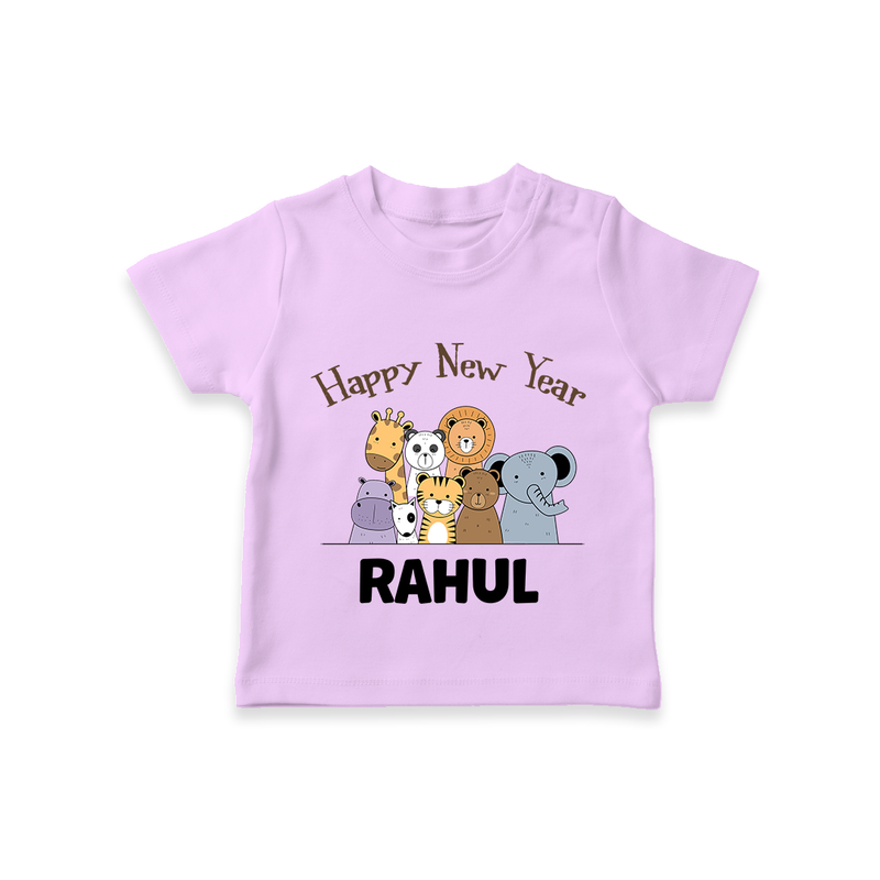 Happy New Year – Jungle Animals| Customized T-Shirt for Kids - LILAC - 0-5 Months Old (Chest 17")