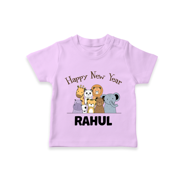 Happy New Year – Jungle Animals| Customized T-Shirt for Kids - LILAC - 0-5 Months Old (Chest 17")