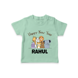 Happy New Year – Jungle Animals| Customized T-Shirt for Kids - MINT GREEN - 0-5 Months Old (Chest 17")