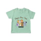 "Happy New Year 2025 - Happy Times With Our Customized T-Shirt for Kids With Name" - MINT GREEN - 0-5 Months Old (Chest 17")