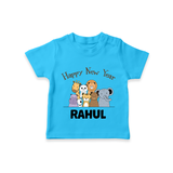 Happy New Year – Jungle Animals| Customized T-Shirt for Kids - SKY BLUE - 0-5 Months Old (Chest 17")