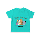 "Happy New Year 2025 - Happy Times With Our Customized T-Shirt for Kids With Name" - TEAL - 0-5 Months Old (Chest 17")