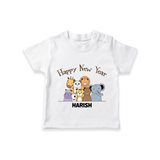 "Happy New Year 2025 - Happy Times With Our Customized T-Shirt for Kids With Name" - WHITE - 0-5 Months Old (Chest 17")