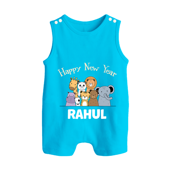 Happy New Year – Jungle Animals| Customized Romper Suit   - SKY BLUE - 0 - 5 Months Old (Chest 18")