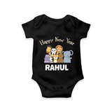 Happy New Year – Jungle Animals| Customized Romper for Kids - BLACK - New Born (Chest 14")